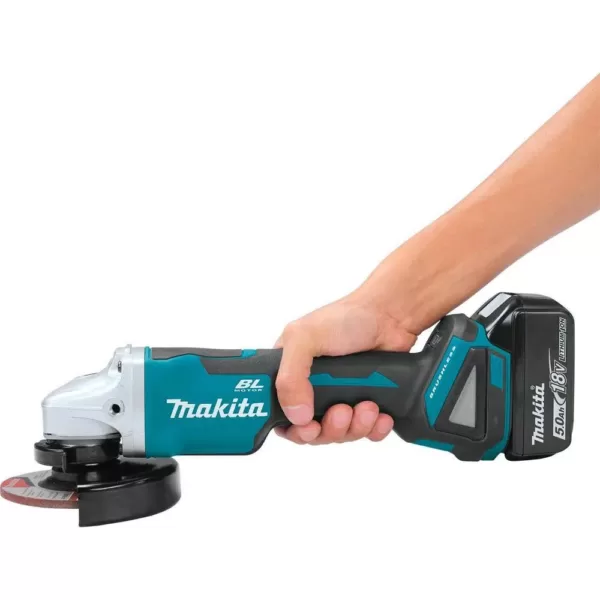 Makita 18- -Volt 5.0Ah LXT Lithium-Ion Brushless Cordless 4-1/2 in. /5 in. Paddle Switch Cut-Off/Angle Grinder Kit