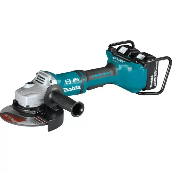 Makita 18V X2 LXT (36V) Brushless 7 in. Paddle Switch Cut-Off/Angle Grinder Kit 5.0Ah with bonus Hubbed Grinding Wheel, 10/pk