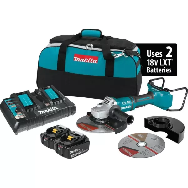 Makita 18V X2 LXT (36V) Brushless 9 in. Paddle Switch Cut-Off/Angle Grinder Kit, 5.0Ah with bonus Grinding Wheel, 10/pk