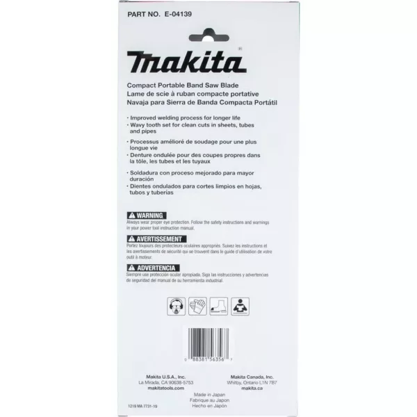 Makita 28-3/4 in. 18 TPI Bi-Metal Sub-Compact Portable Band Saw Blade