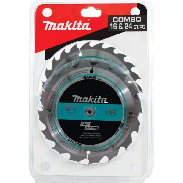 Makita 6-1/2 in. Carbide-Tipped Circular Saw Blade (2-Pieces)