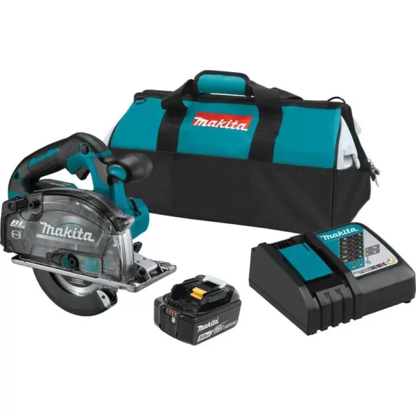 Makita 18-Volt 5-7/8 in. 5.0 Ah LXT Lithium-Ion Brushless Cordless Metal Cutting Saw Kit with Electric Brake and Chip Collector