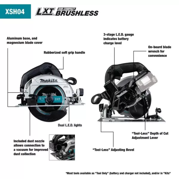 Makita 18-Volt 6-1/2 in. LXT Lithium-Ion Sub-Compact Brushless Cordless Circular Saw (Tool Only)