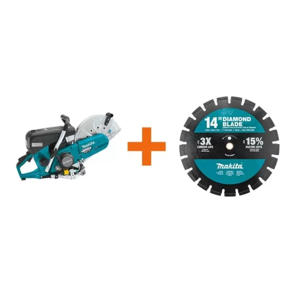 Makita 4-Stroke (MM4) 14 in. 76cc Gas Saw with bonus 14 in. Segmented Rim Dual Purpose Diamond Blade