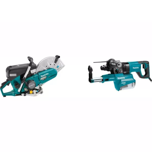 Makita 14 in. 76 cc 4-Stroke Engine Gas Saw with Bonus 1 in. AVT Rotary Hammer, SDS-Plus Bits with HEPA Dust Extractor