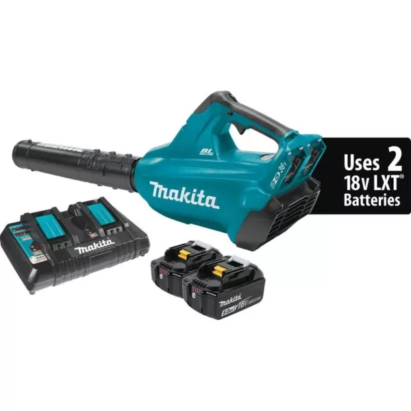 Makita 18-Volt X2 (36-Volt) LXT Lithium-Ion Brushless Cordless Blower Kit w/(2) 18V 5.0Ah Batteries and BONUS 5.0Ah Battery 2Pk