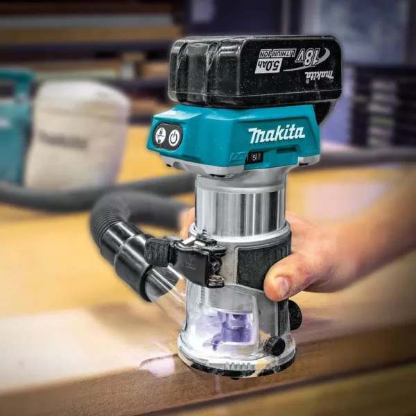 Makita 18-Volt LXT Lithium-Ion Brushless Cordless Compact Router Fixed Base Starter Kit (5.0 Ah)