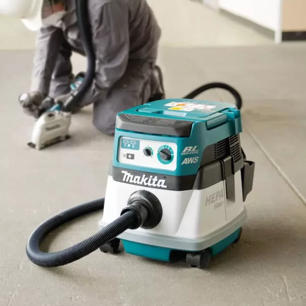 Makita 18-Volt X2 LXT 36-Volt Brushless Cordless 2.1 Gal. HEPA Filter Dry Dust Extractor/Vacuum Kit with AWS 5.0 Ah