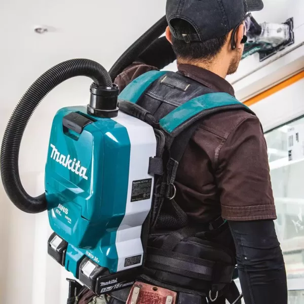 Makita 18-Volt X2 LXT Lithium-Ion (36V) Brushless 1/2 Gal. HEPA Filter Backpack Dry Dust Extractor Kit, AWS Capable (5.0 Ah)