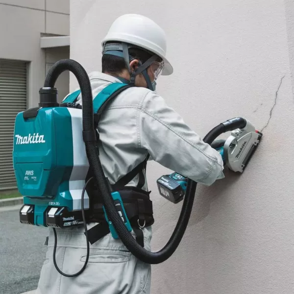 Makita 18-Volt X2 LXT Lithium-Ion (36V) Brushless 1/2 Gal. HEPA Filter Backpack Dry Dust Extractor Kit, AWS Capable (5.0 Ah)