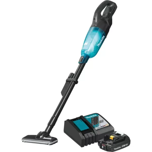 Makita 18-Volt LXT Lithium-Ion Compact Brushless Cordless Vacuum Kit, 2.0Ah with Black Cyclonic Vacuum Attachment with Lock