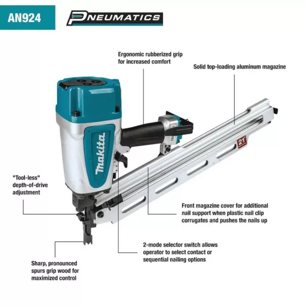 Makita 3-1/2 in. 21° Pneumatic Full Round Head Framing Nailer