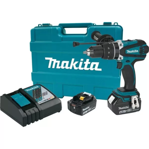 Makita 18-Volt LXT Lithium-Ion 1/2 in. Cordless Hammer Driver/Drill Kit with (2) Batteries (4.0 Ah), Charger and Hard Case