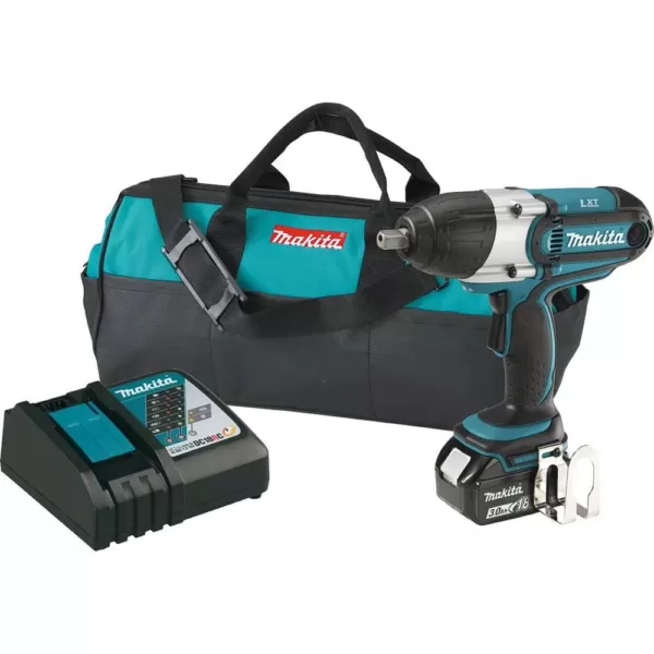 Makita 18-Volt LXT Lithium-Ion Cordless 1/2 in. Impact Wrench Kit with (1) Battery 3.0Ah, Charger, Tool Bag