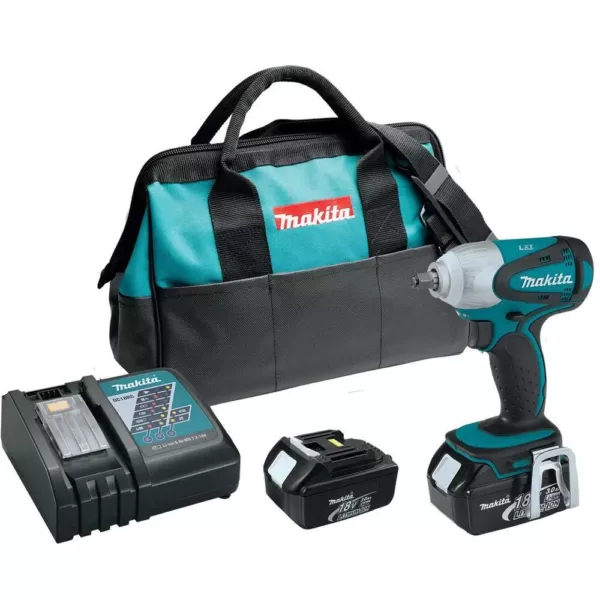 Makita 18-Volt LXT Lithium-Ion 3/8 in. Cordless Square Drive Impact Wrench Kit with (2) Batteries 3.0Ah Charger and Bag