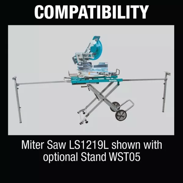 Makita 15-Amp 12 in. Dual-Bevel Sliding Compound Miter Saw with Laser and Portable Rise Miter Saw Stand