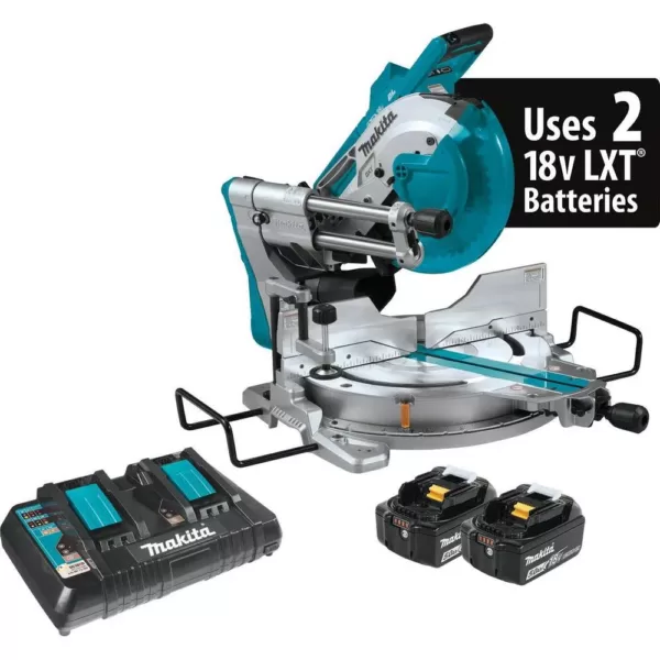 Makita 18-Volt X2 LXT Lithium-Ion 36-Volt Brushless Cordless 10 in. Dual-Bevel Sliding Compound Miter Saw Kit Laser 5.0 Ah