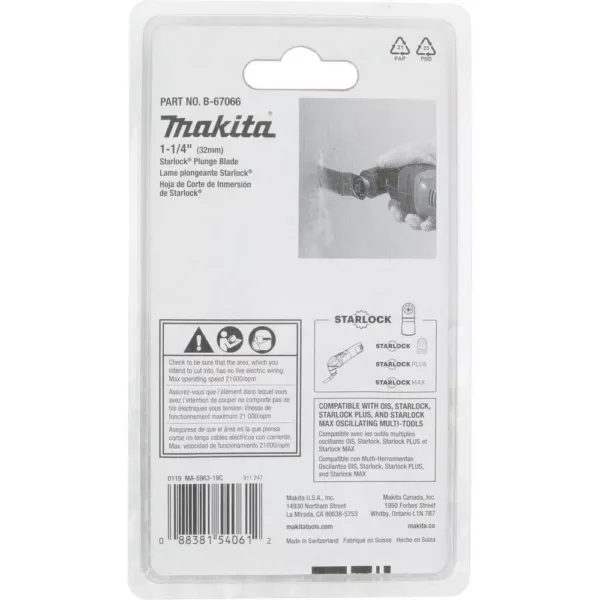 Makita 1-1/4 in. Starlock Plunge Blade, 18TPI