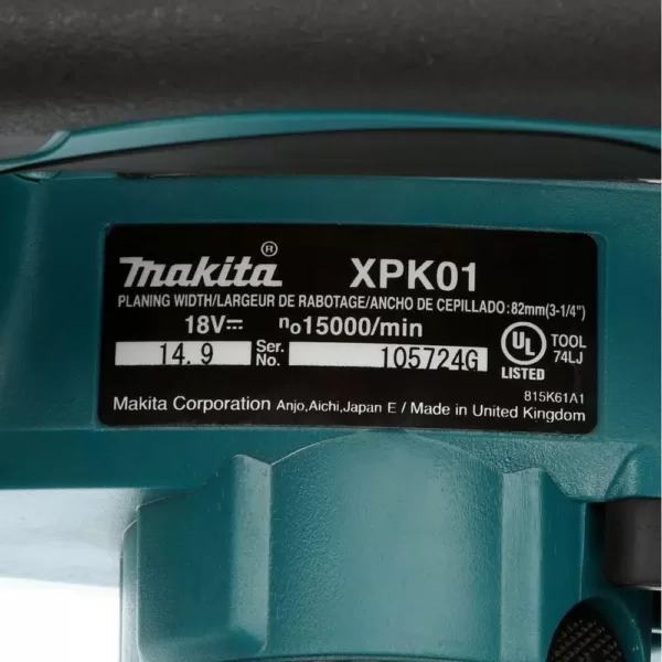 Makita 18-Volt LXT Lithium-Ion 3-1/4 in. Cordless Planer (Tool-Only)