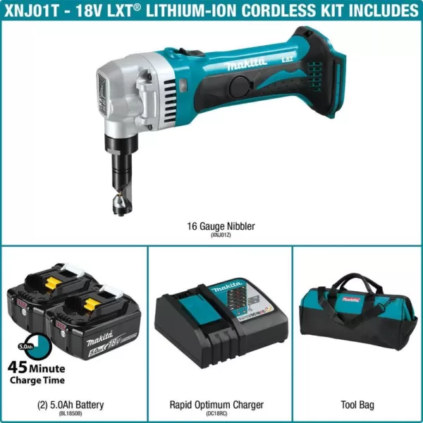 Makita 18-Volt 5.0Ah LXT Lithium-Ion Cordless 16-Gauge Nibbler Kit