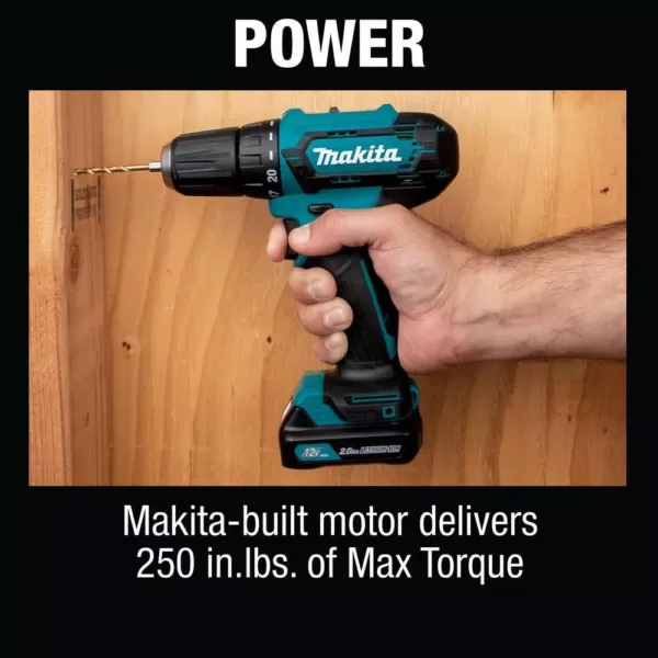 Makita 12-Volt MAX CXT Lithium-Ion Cordless 3/8 in. Driver Drill Kit, 2.0 Ah