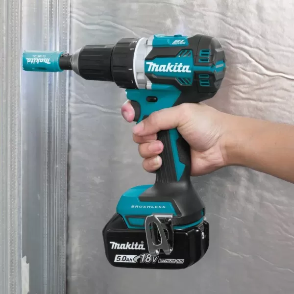 Makita 18-Volt LXT Lithium-Ion Compact Brushless Cordless 1/2 in. Driver-Drill Kit with Two 5.0 Ah Batteries, Charger, Bag