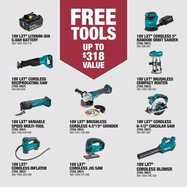 Makita 18-Volt LXT 4.0 Ah Battery and Rapid Optimum Charger Starter Pack with Bonus 18V LXT 5 in. Random Orbit Sander