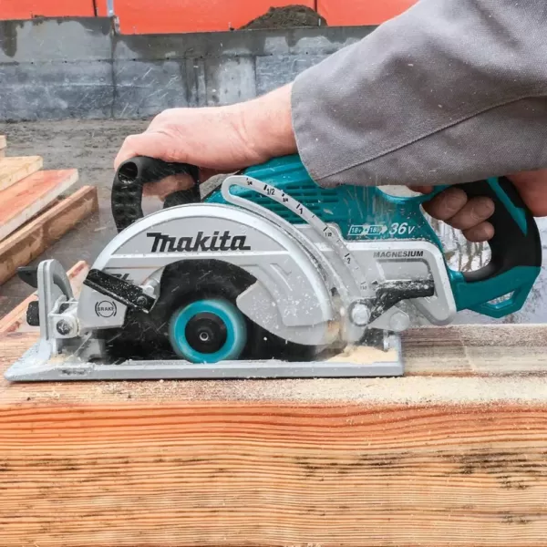 Makita 18-Volt X2 LXT Brushless Cordless Rear Handle 7-1/4 in. Circular Saw w/Bonus Miter Saw, 2 Batteries 5.0 Ah