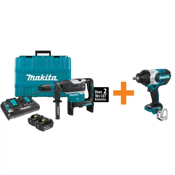 Makita 18-Volt X2 LXT (36-Volt) Cordless 1-9/16 in. Rotary Hammer Kit SDS-MAX Bits Bonus 1/2 in. 3-Speed Drive Impact Wrench