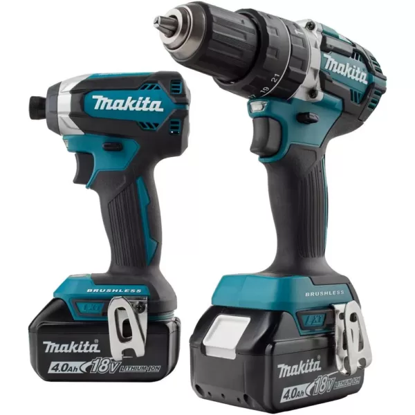 Makita 18-Volt LXT Lithium-Ion Brushless Cordless Hammer Drill and Impact Driver Combo Kit (2-Tool) w/ (2) 4Ah Batteries, Bag