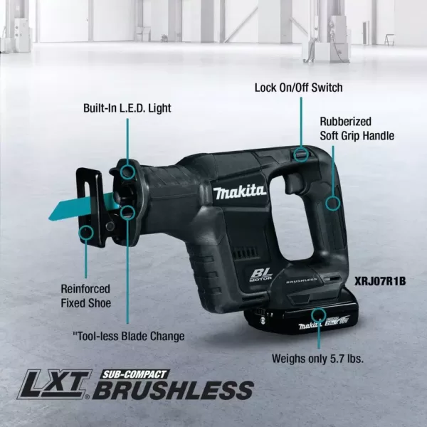 Makita 18-Volt LXT Lithium-Ion Sub-Compact Brushless Cordless Recipro Saw Kit (2.0 Ah)