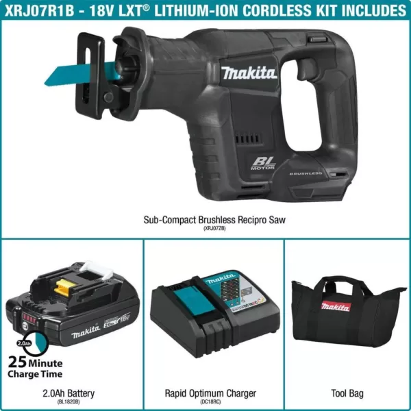 Makita 18-Volt LXT Lithium-Ion Sub-Compact Brushless Cordless Recipro Saw Kit (2.0 Ah)