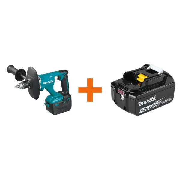 Makita 1/2 in. 18-Volt LXT Lithium-Ion Cordless Brushless Mixer (Tool-Only) with Bonus 18-Volt LXT Battery Pack 5.0Ah