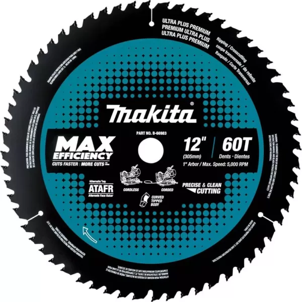 Makita 12 in. 60T Carbide-Tipped Max Efficiency Miter Saw Blade