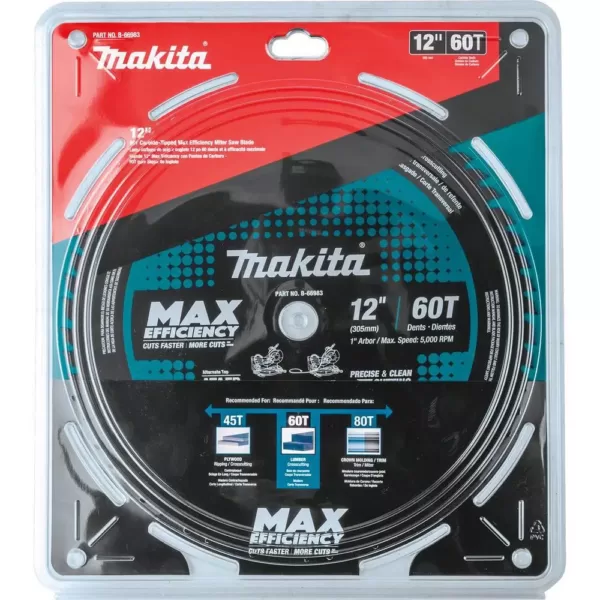 Makita 12 in. 60T Carbide-Tipped Max Efficiency Miter Saw Blade